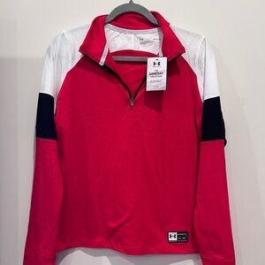 Under Armour Red, White, and Black Long Sleeve Quarter Zip